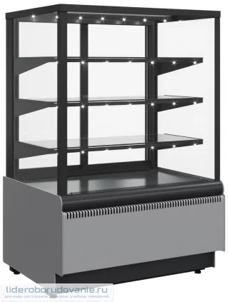 Витрина кондитерская Carboma KC70 VV 0,9-1 STANDARD 9006-9005 (ВХСВ-0,9Д CUBE люкс) техно (миниатюра)