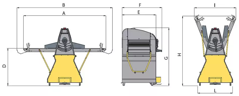 Размеры тестораскатки FLAMIC SF500DX1200
